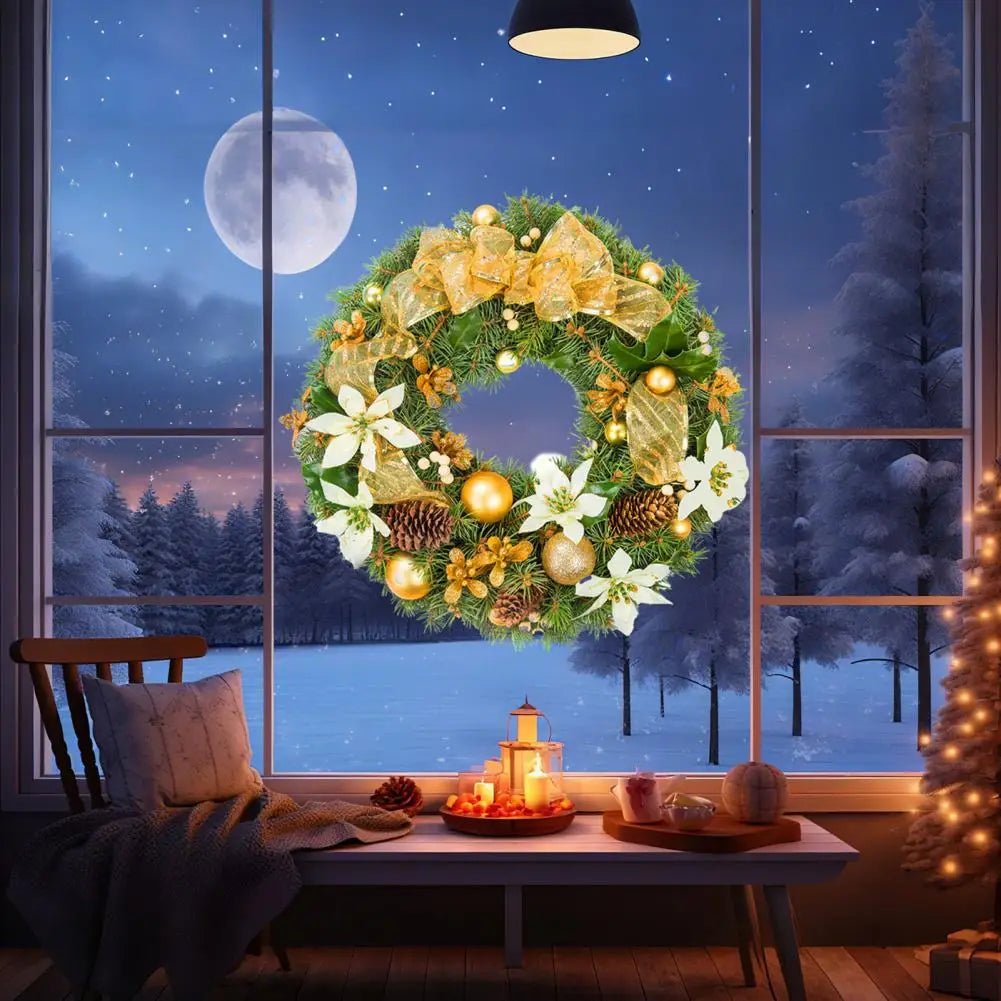 Pegatinas para ventanas navideñas con decoración de corona.
