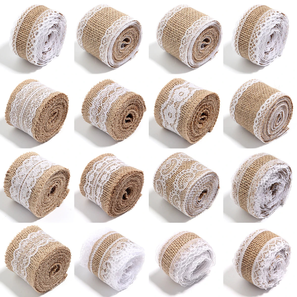 Natural ﻿Lace Linen Jute Ribbons 2 yards/roll.