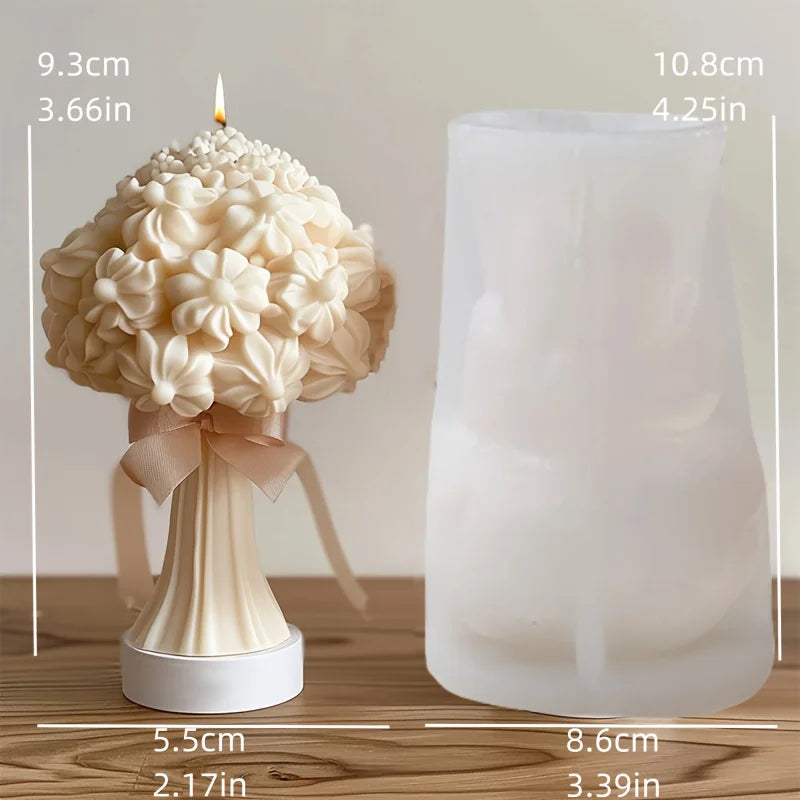 Large Peony Flower Candle Silicone Mold 3D