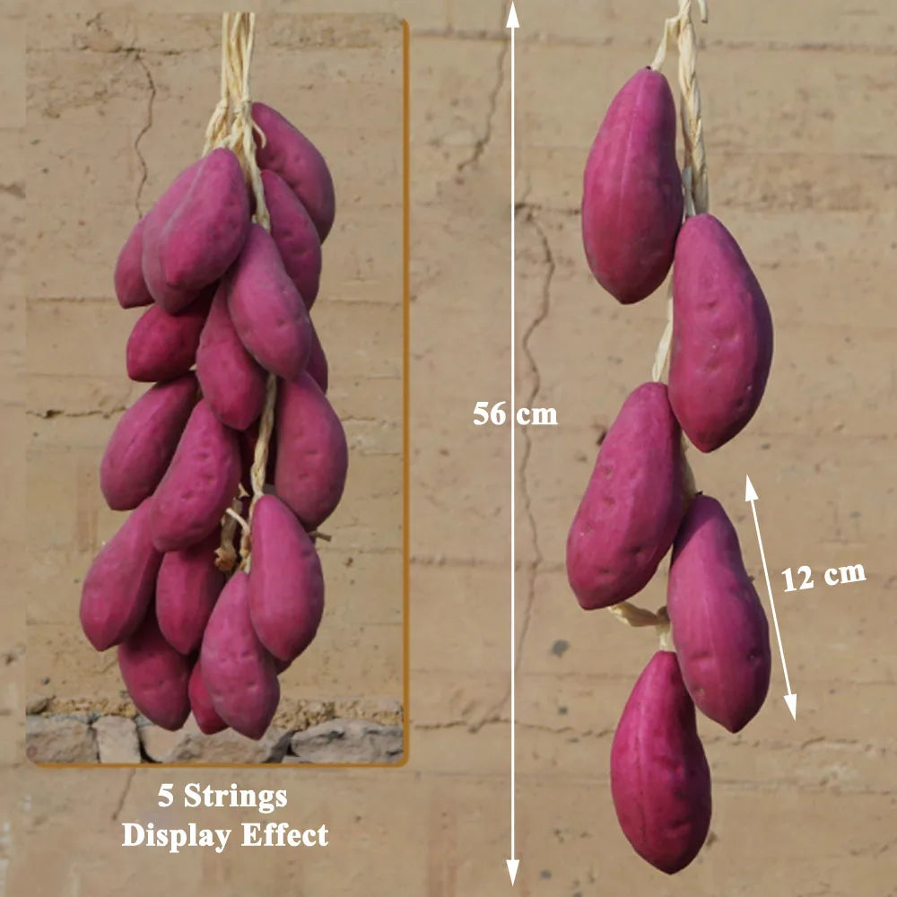 Künstliche Schnüre bilden verschiedene Gemüse- und Obstsorten nach.