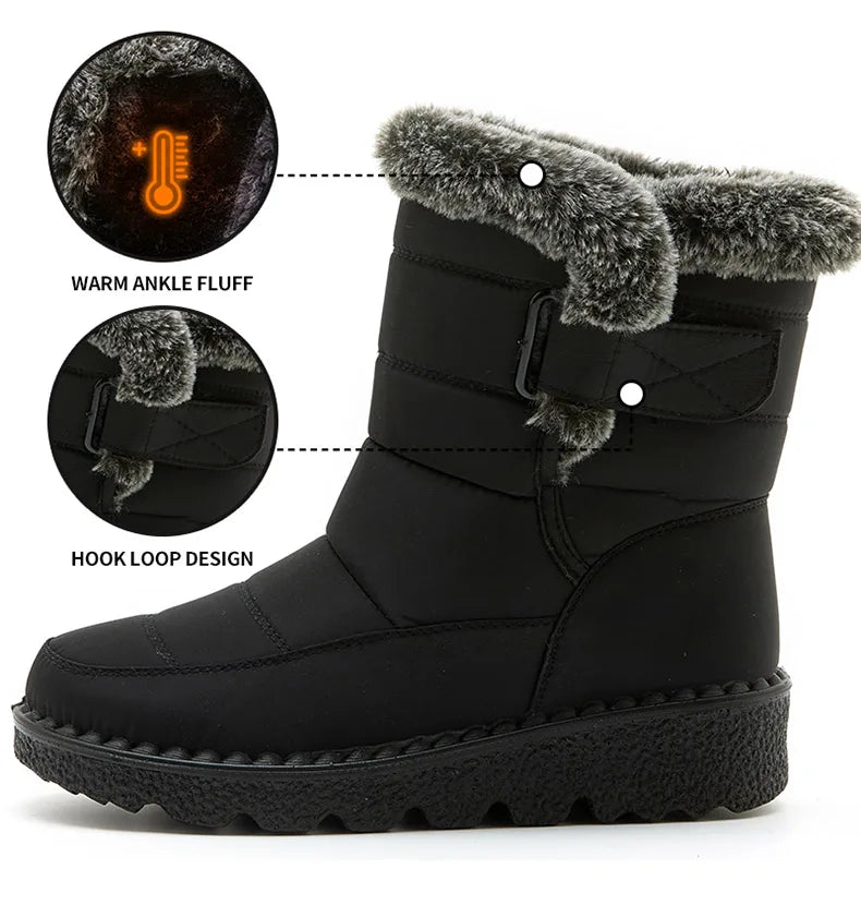 Woman Winter Boots Ankle Low Heels Botas Mujer Waterproof Snow Boots