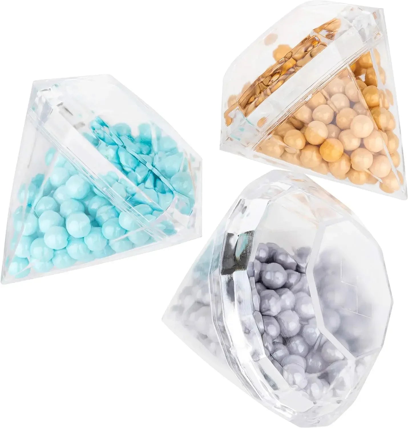 Diamond Shaped Candy Boxes Transparent Wedding Favors 12 Pcs Container.