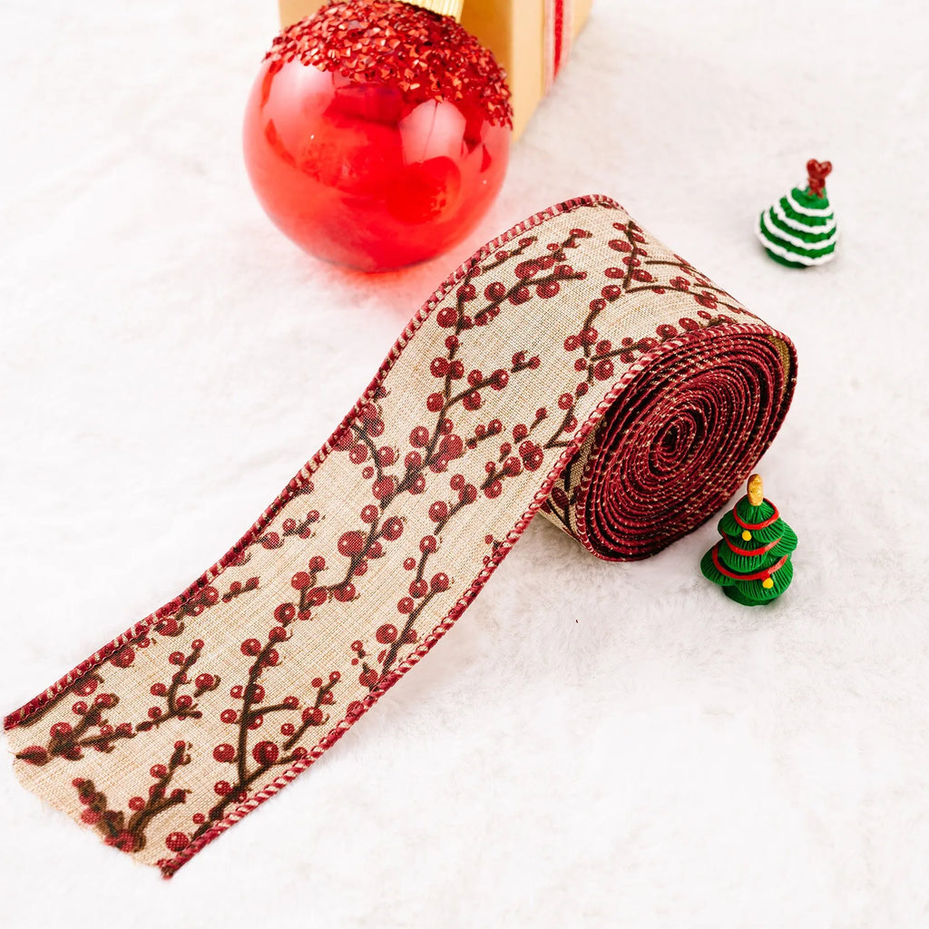 Christmas Fabric Ribbon Burlap Wreat Gift.