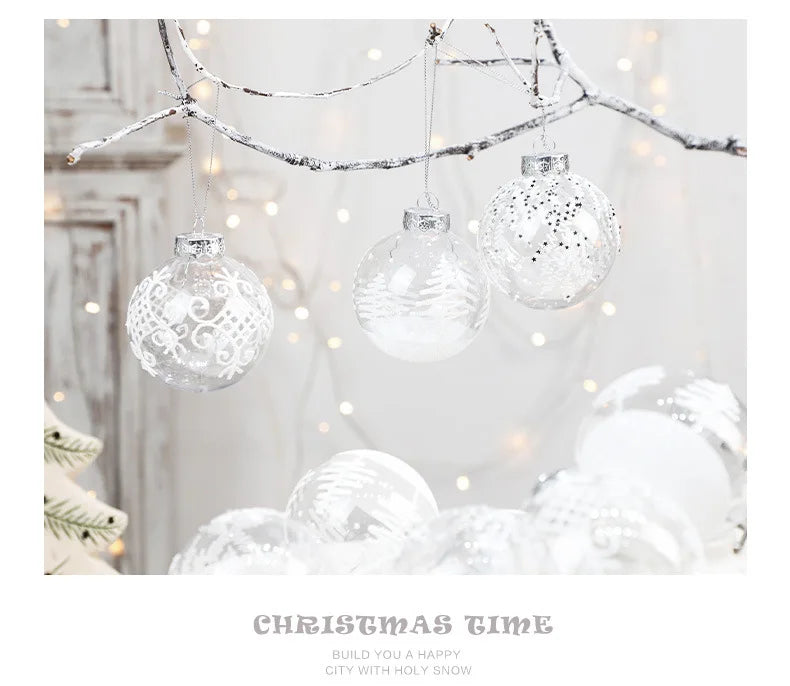 Juego de bolas navideñas para fiestas irrompibles transparentes de 8 cm.