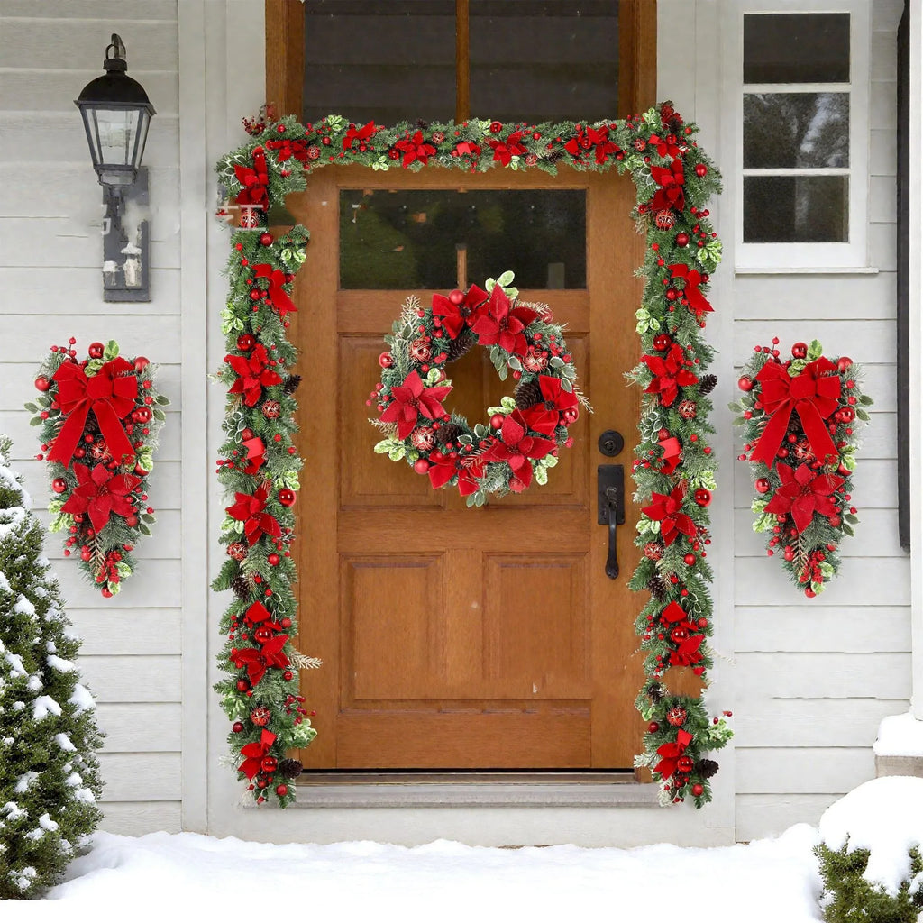 Christmas Wreath for Front Door Window Artificial Wreath Garland.