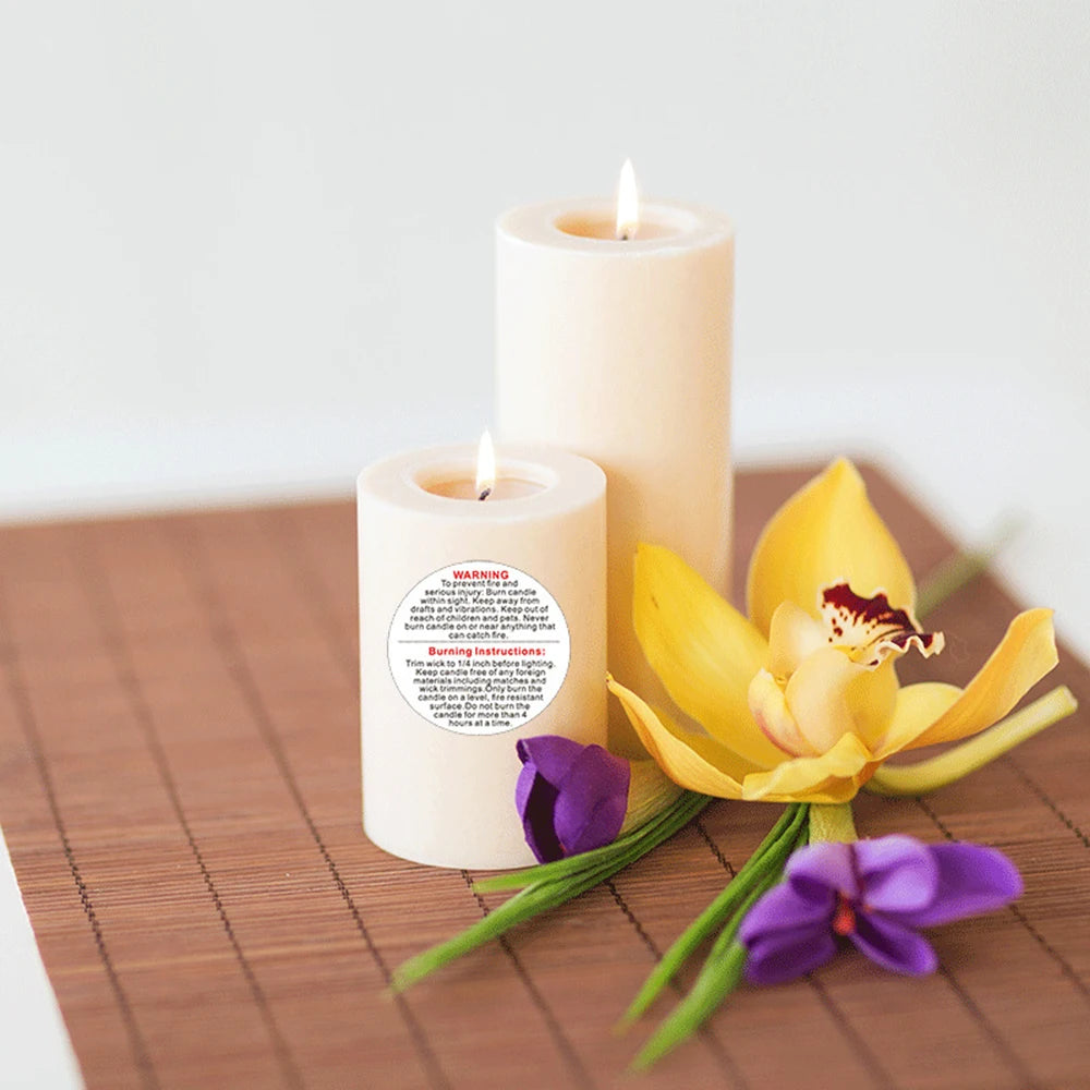 Candle Jar Container Labels Wax Melting Safety Warning Stickers