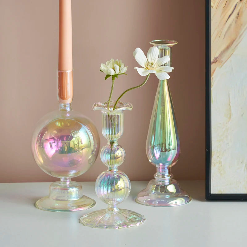 Nordic Rainbow Vase Flower Glass Candle Holder