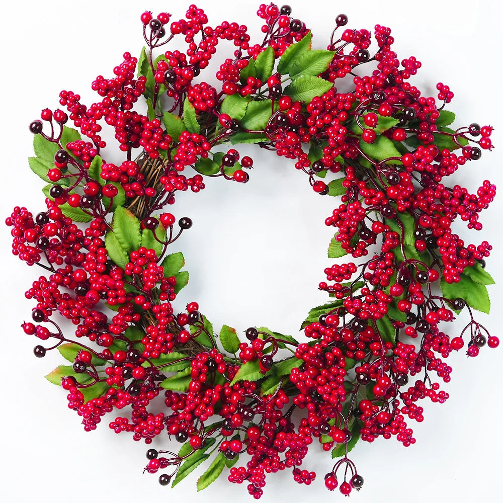 Christmas Red Berry Wreath for Front Door Outside Handmade.