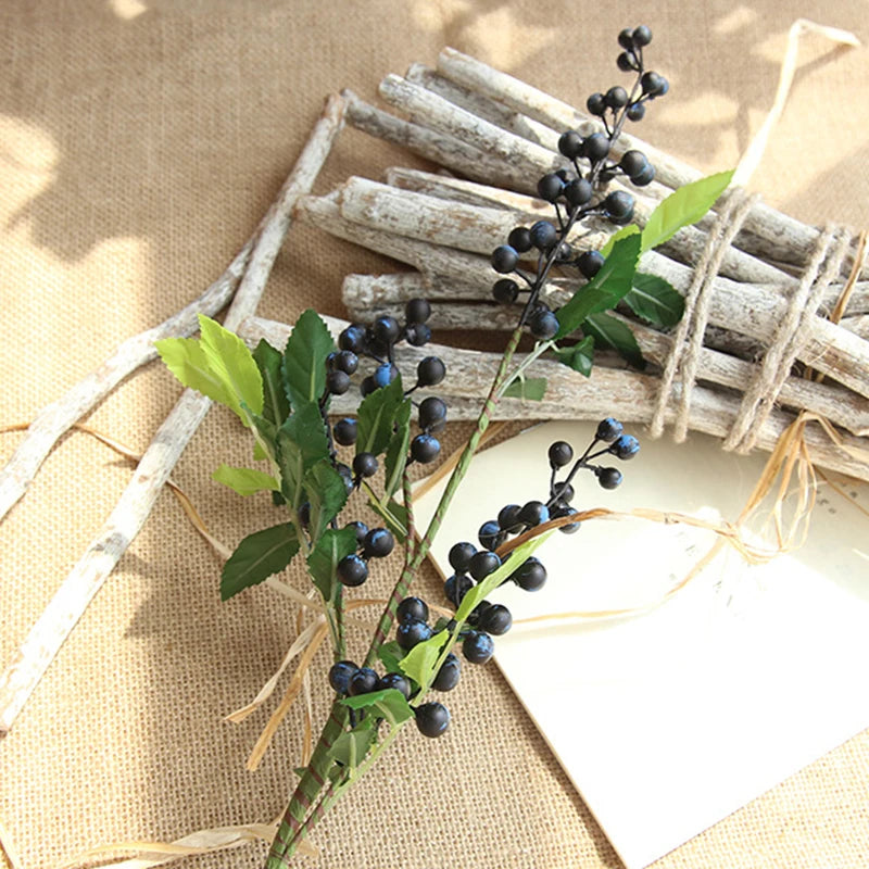 Ramo de flores artificiales, flores secas, decoración navideña para el hogar, bayas, 2025