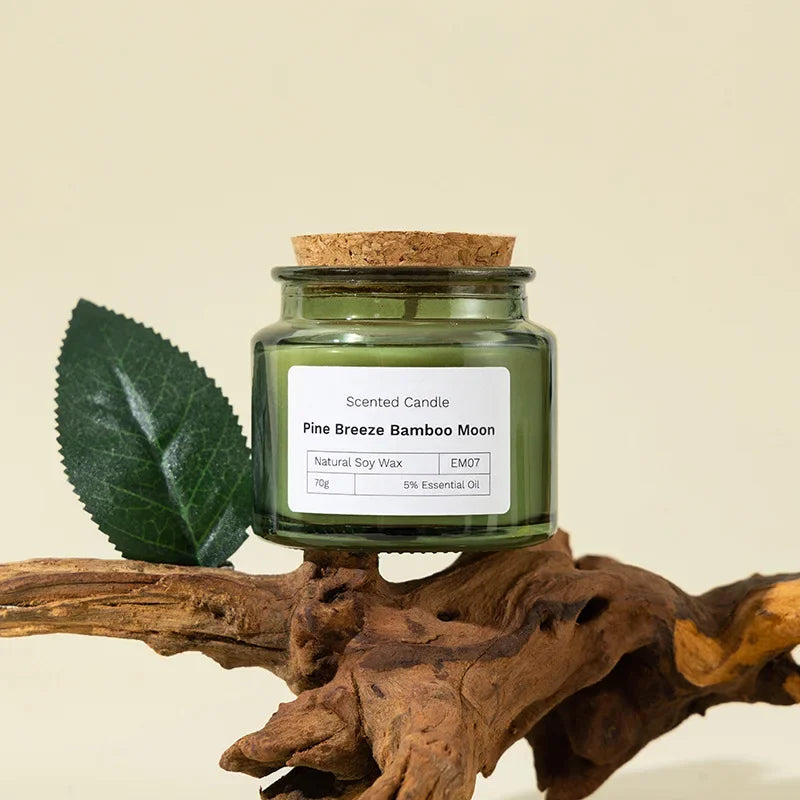 Natural Plant Aromatherapy Candle Smokeless Green Soybean Wax Glass