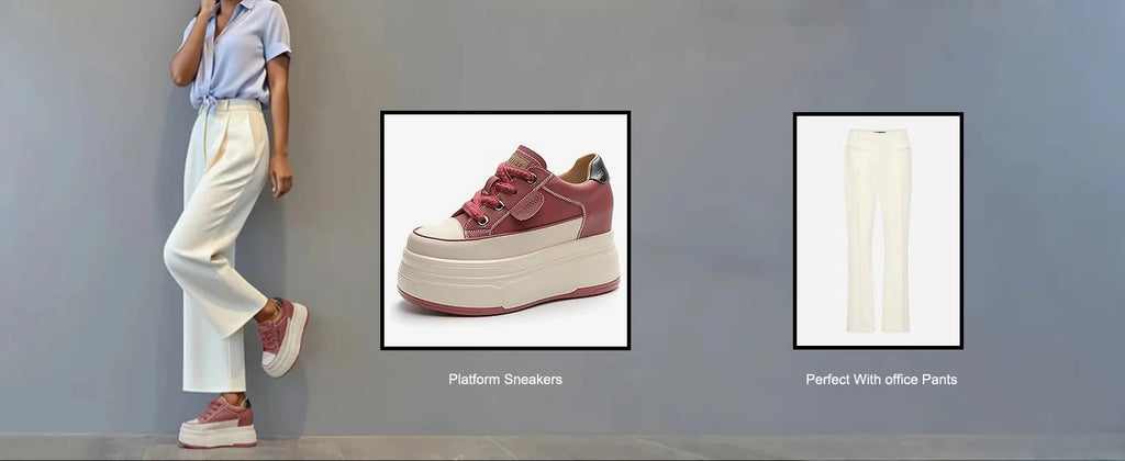 Fujin platform sneakers for women Genuine Leather