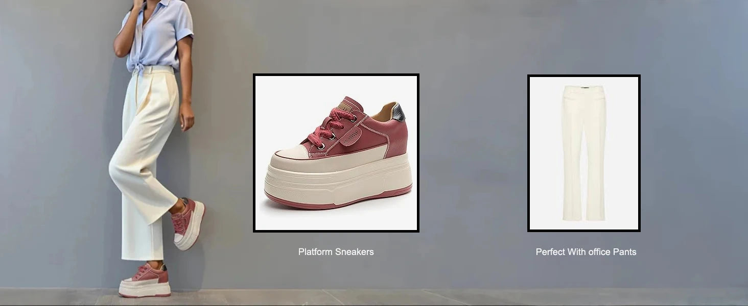 Sneakers con plateau Fujin da donna in vera pelle