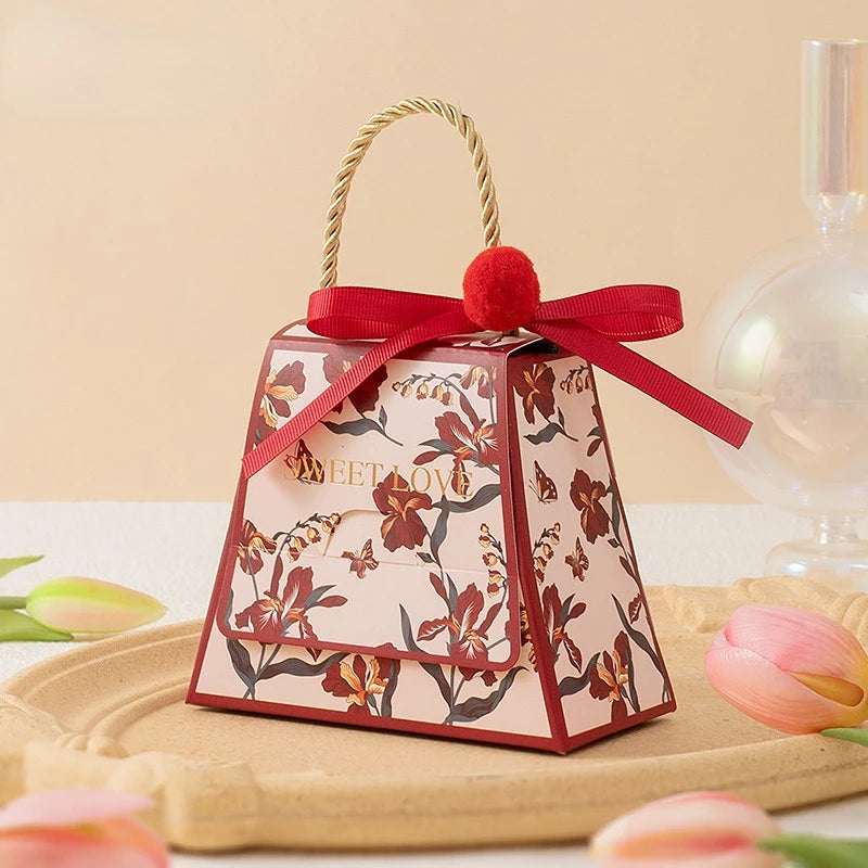 Bolsa de regalo de boda con flores de cartón, 10 unidades