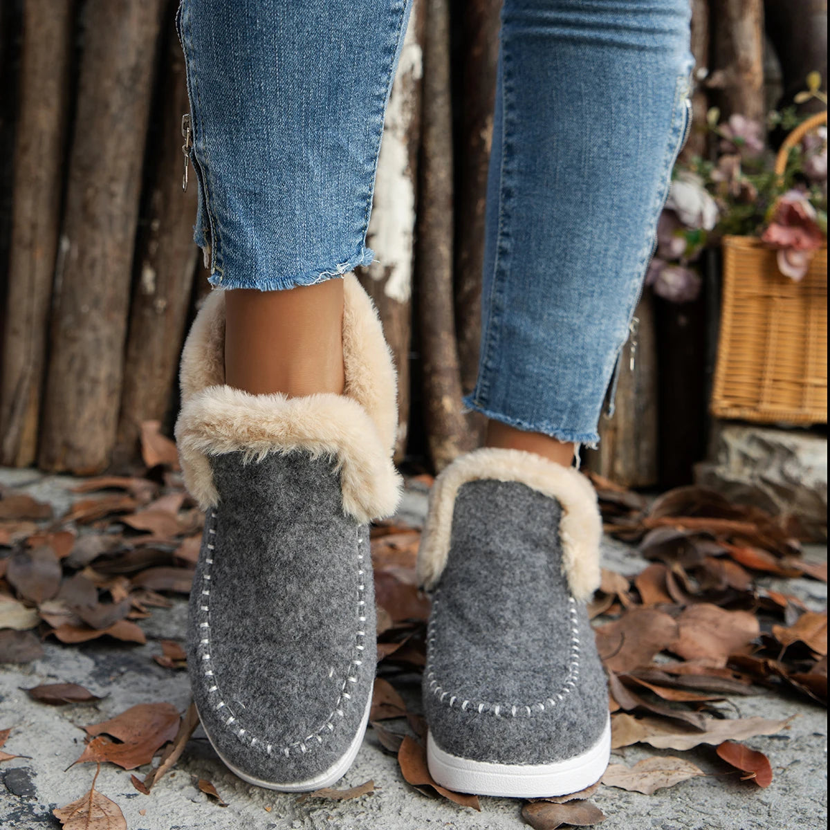 Stivali da neve corti casual in velluto Roman Botas
