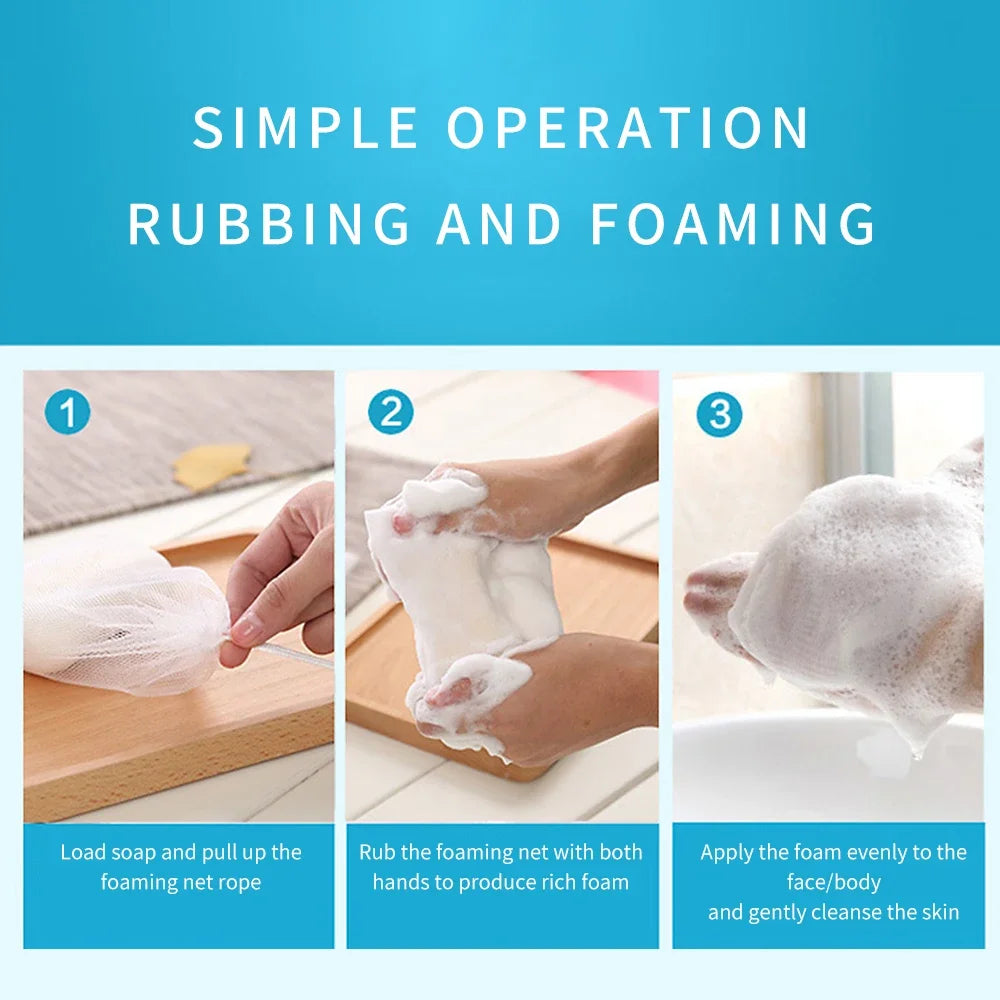 Sacchetto in rete portatile per sapone schiumogeno per bagno/doccia, detergente corpo esfoliante