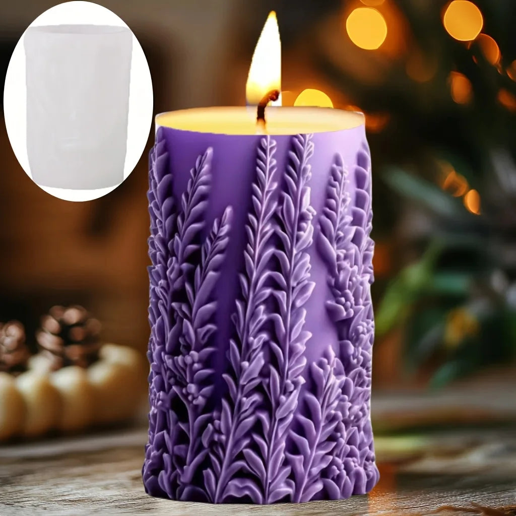 Stampo in silicone per candele cilindriche in gesso a forma di fiore di lavanda