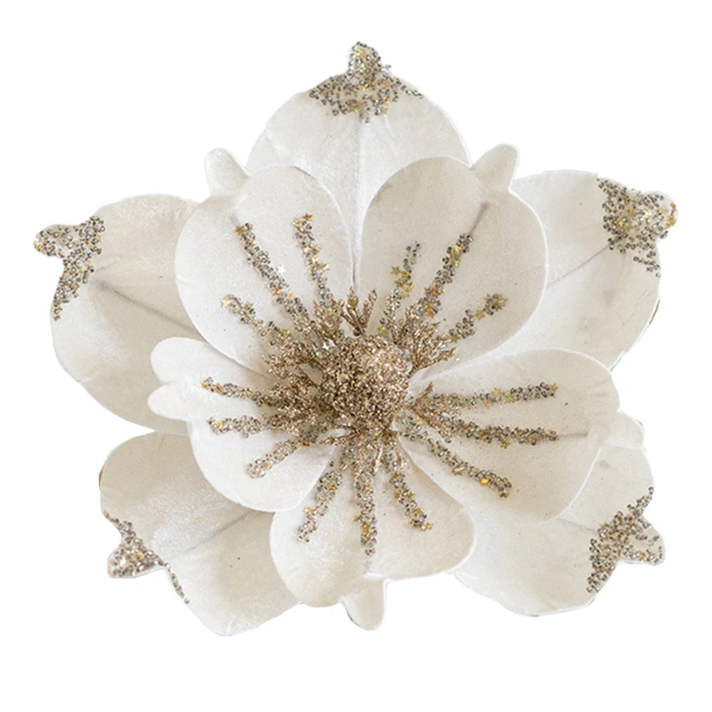 Flores navideñas de 24 cm con purpurina para decoración artificial