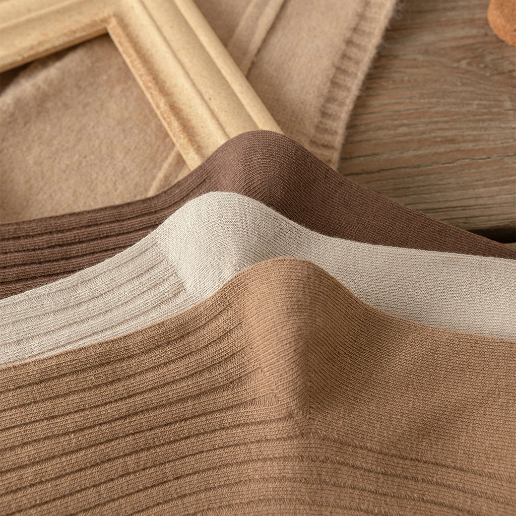 Women Cotton Loose Socks 10Pairs Retro Knitting Solid Color Long Black