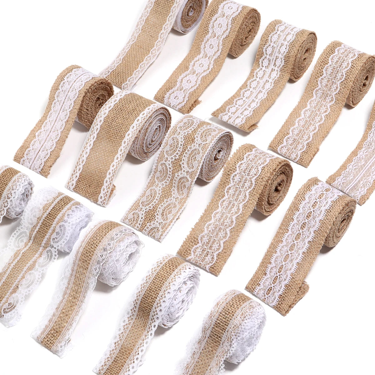 Natural ﻿Lace Linen Jute Ribbons 2 yards/roll.
