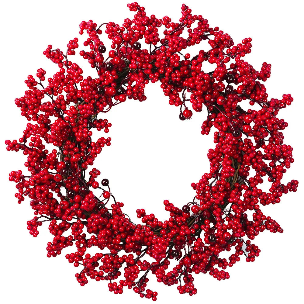 Christmas Red Berry Wreath for Front Door Outside Handmade.