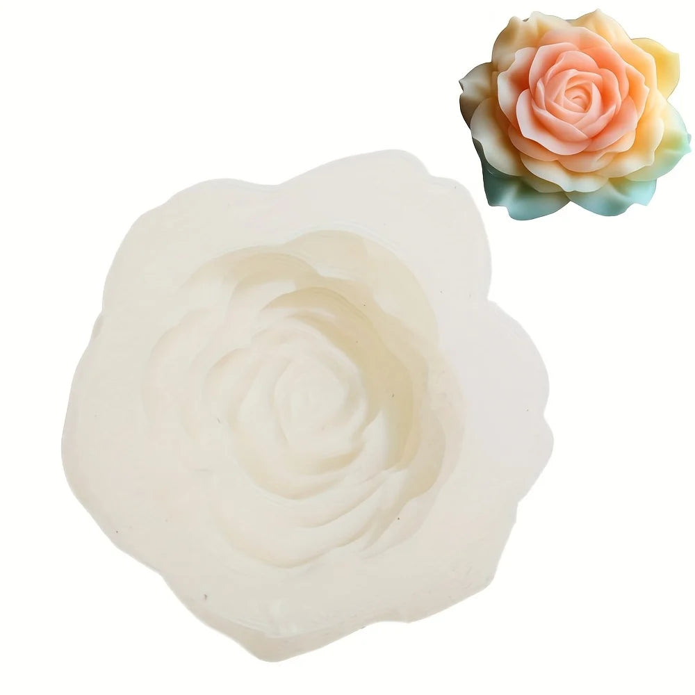 Large Peony Flower Candle Silicone Mold 3D