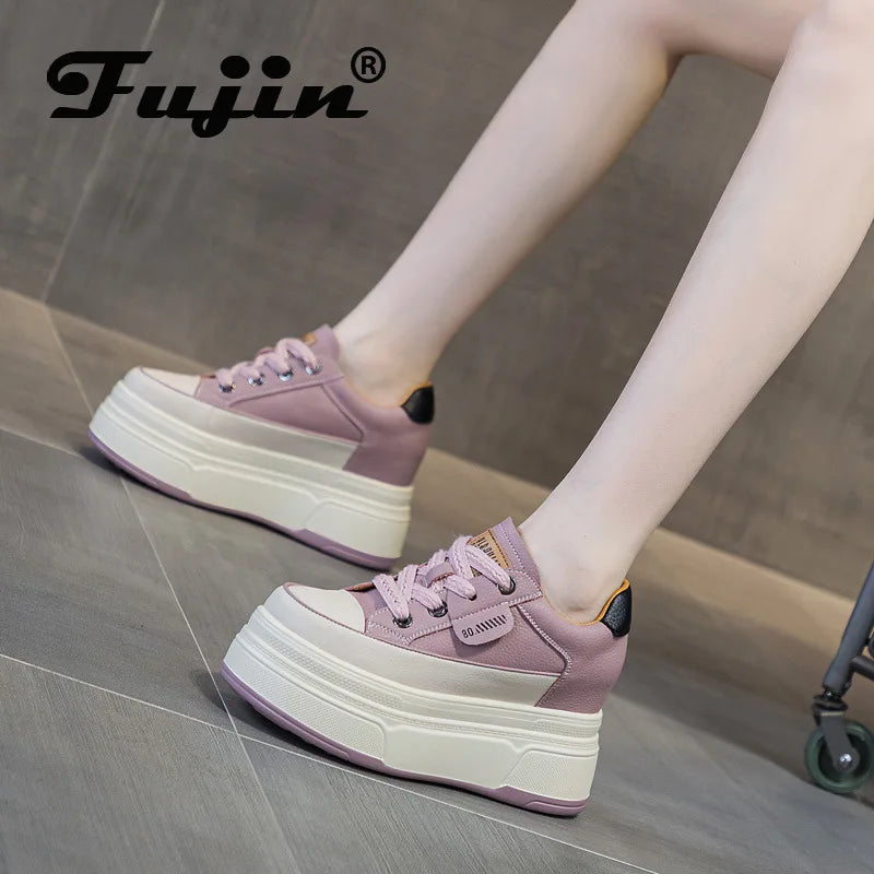 Sneakers con plateau Fujin da donna in vera pelle