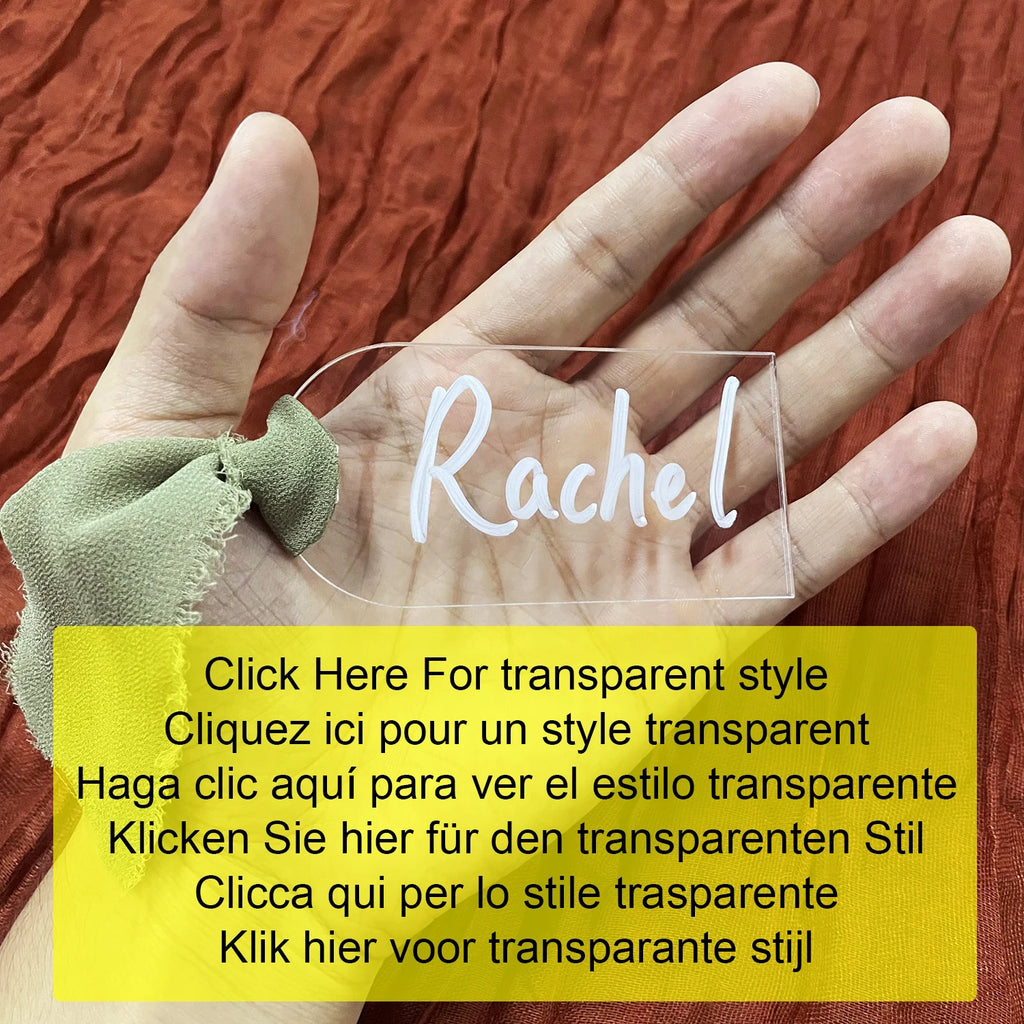 Tarjeta de lugar de boda de acrílico con arco de etiqueta de nombre de acrílico esmerilado, 10/20/50 piezas