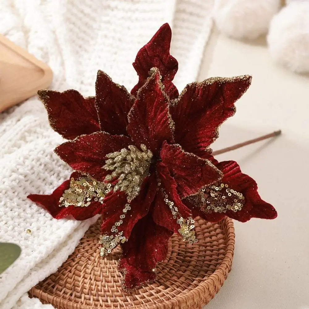 Fiore di Natale artificiale unico e bellissimo, con glitter da appendere, 4 colori