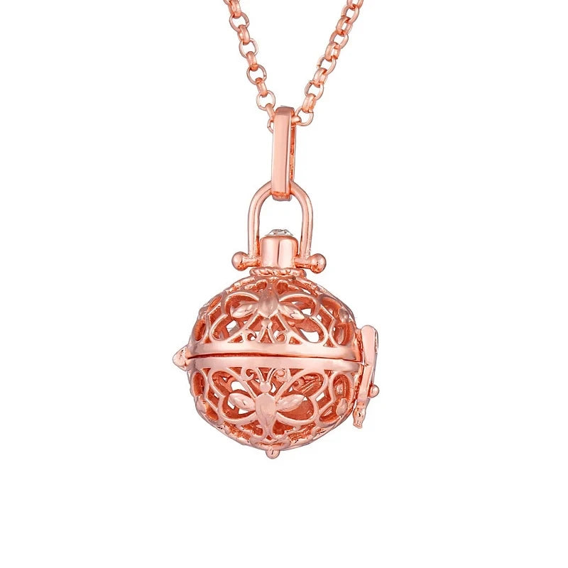 Collana con medaglione con campanellino musicale e chiamata a sfera degli angeli, collana vintage per la gravidanza.