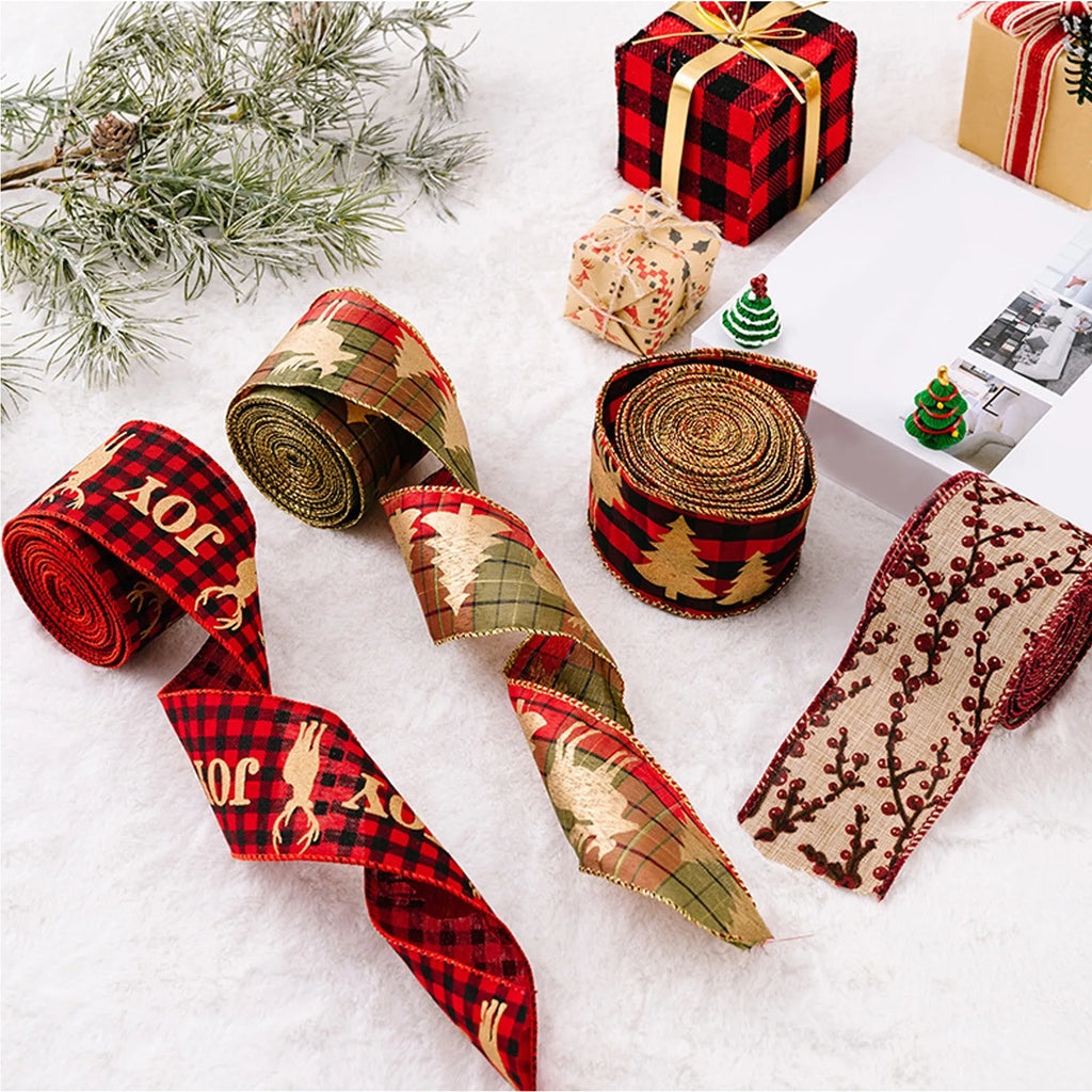 Christmas Fabric Ribbon Burlap Wreat Gift.
