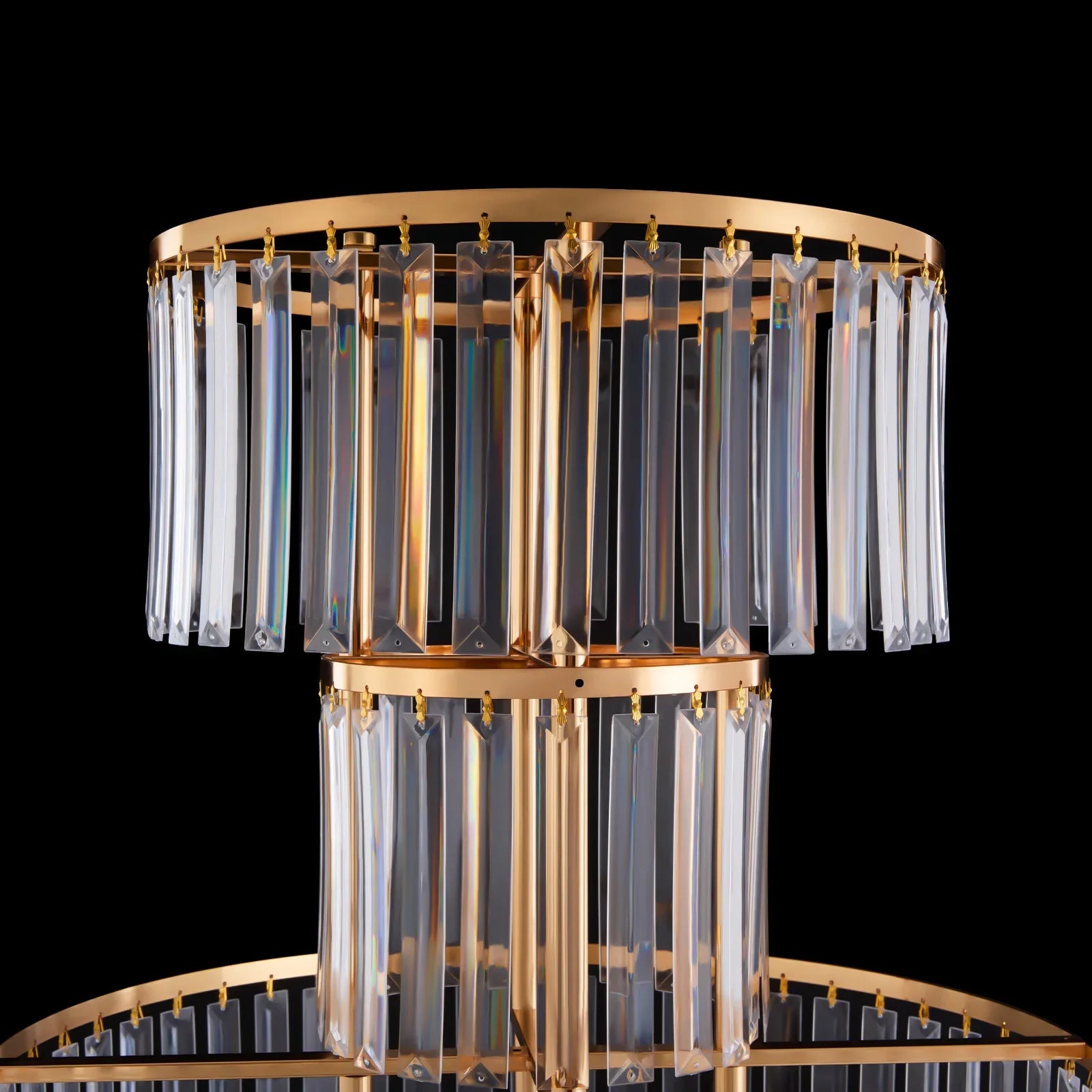 Centrotavola rotondo in metallo a 5 livelli, in cristallo dorato, da 43,3 pollici.