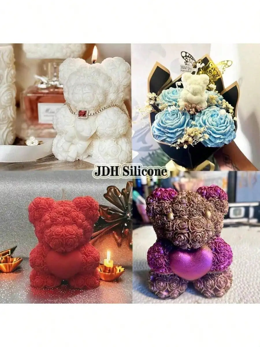 Molde de oso rosa en forma de corazón para hacer velas