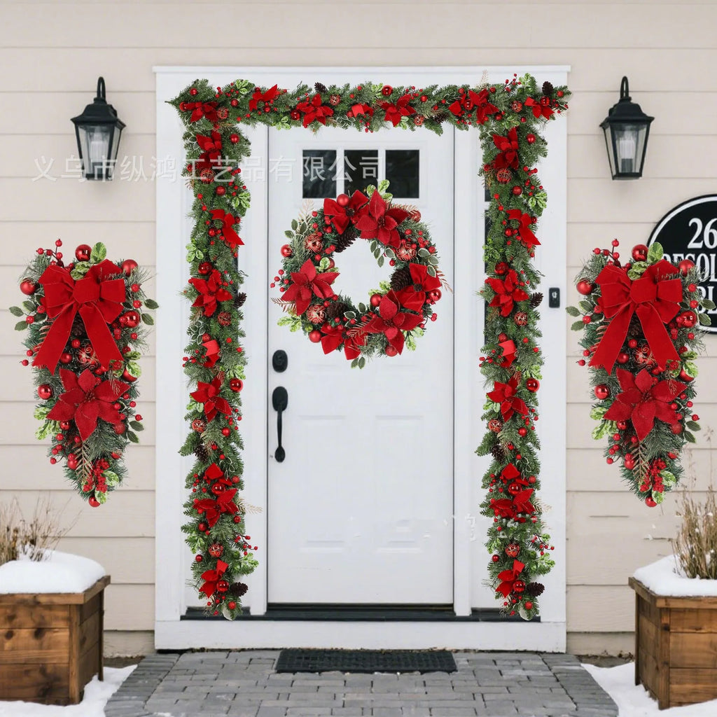 Christmas Wreath for Front Door Window Artificial Wreath Garland.
