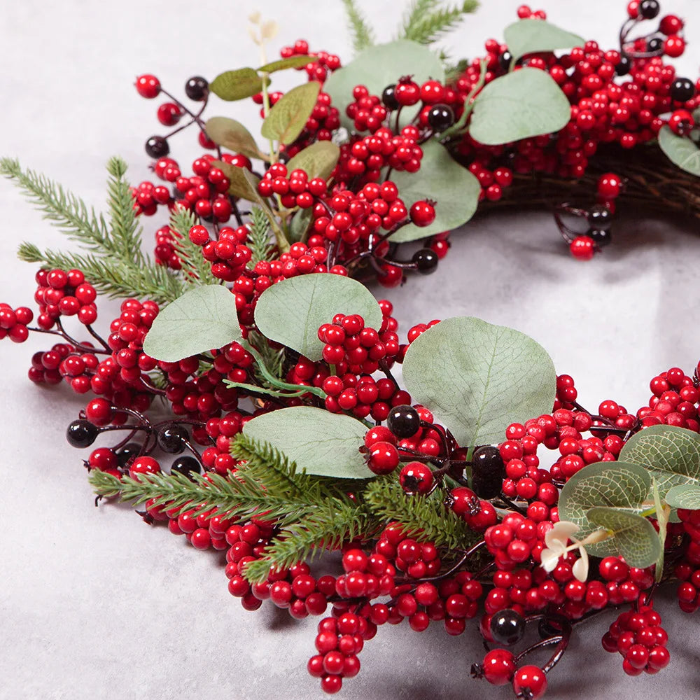 Christmas Red Berry Wreath for Front Door Outside Handmade.