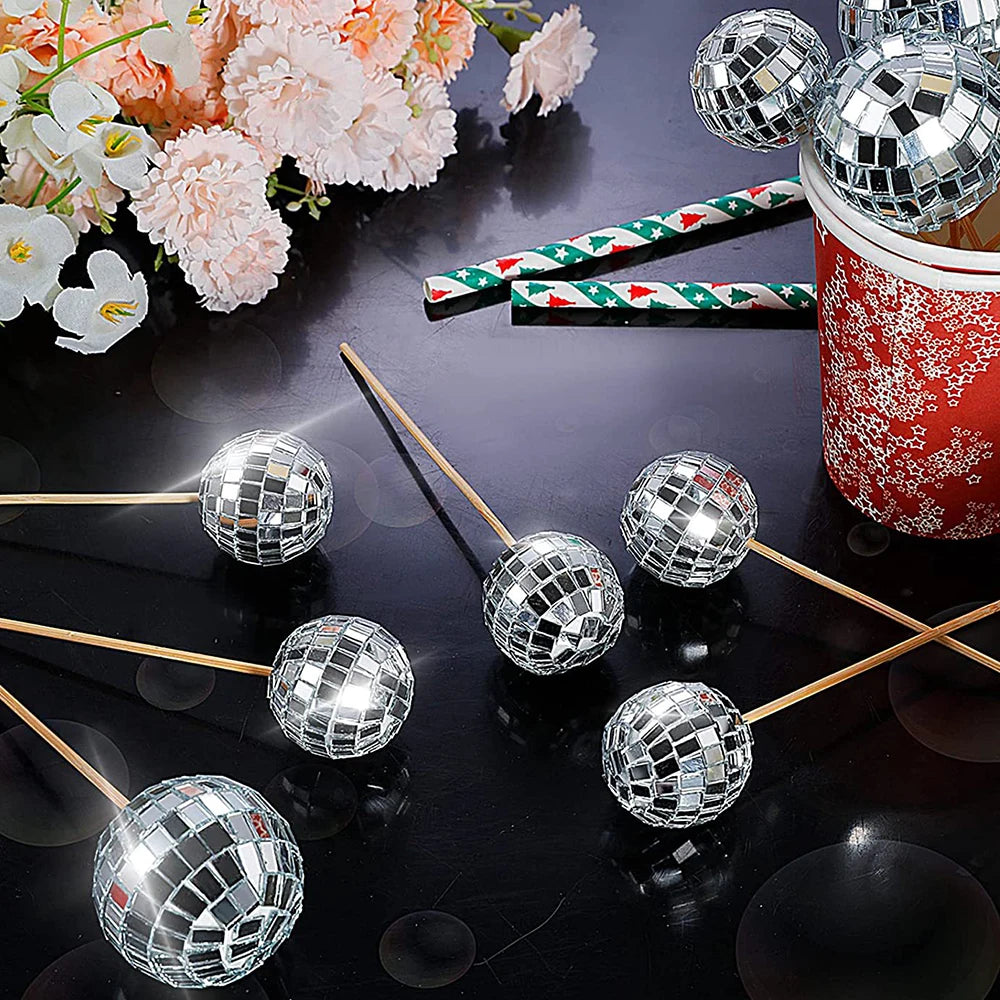 Palla da discoteca a specchio, decorazione per feste anni '70, riflettente, da appendere, 2-10 cm