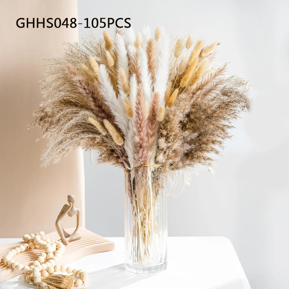 Fiori artificiali secchi di erba di coda di coniglio della Pampa soffice, 120 pezzi