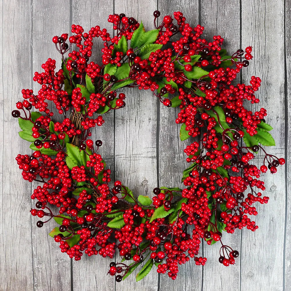 Christmas Red Berry Wreath for Front Door Outside Handmade.
