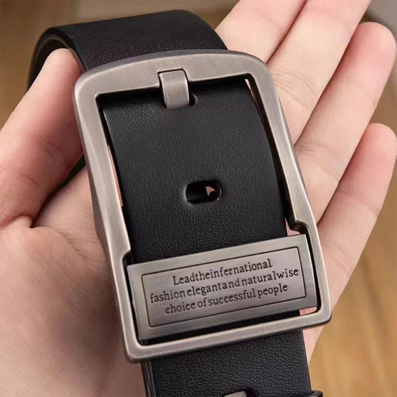 New Leather Cowhide Men's Belt  Metal Alloy Pin Buckle.