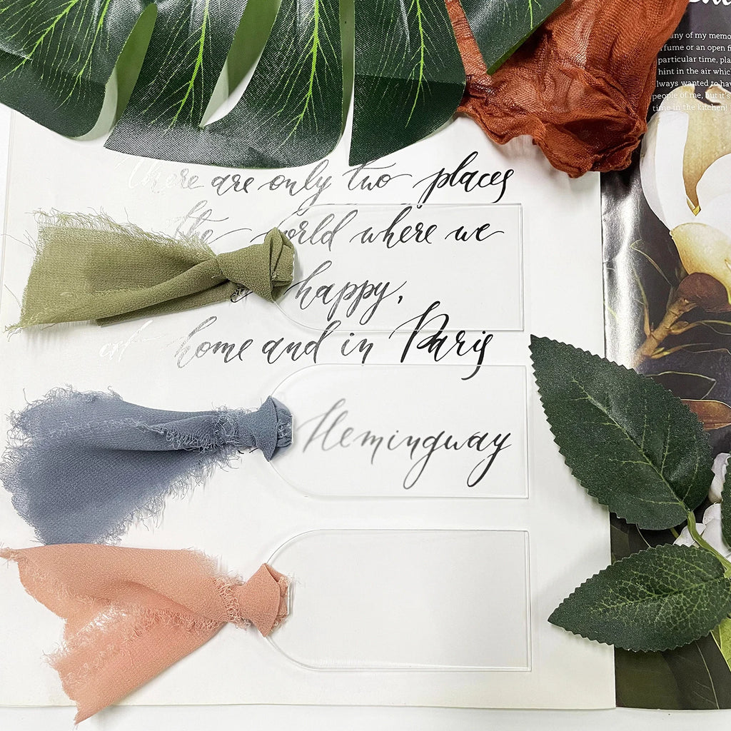 Tarjeta de lugar de boda de acrílico con arco de etiqueta de nombre de acrílico esmerilado, 10/20/50 piezas