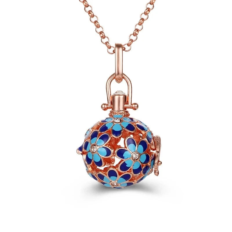 Collana con medaglione con campanellino musicale e chiamata a sfera degli angeli, collana vintage per la gravidanza.