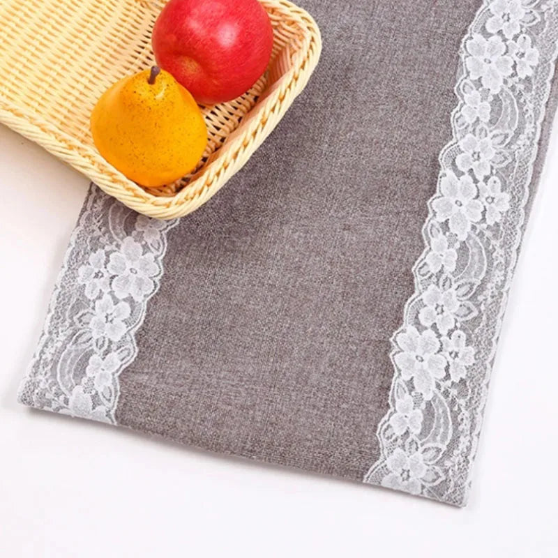 Runner da tavolo vintage in pizzo di iuta 100% lino naturale.