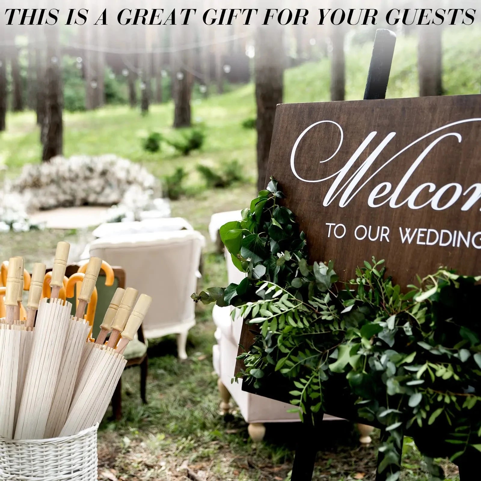 Ombrelloni di carta - 30-50 pezzi, 80 cm, bianchi, per decorazioni nuziali.