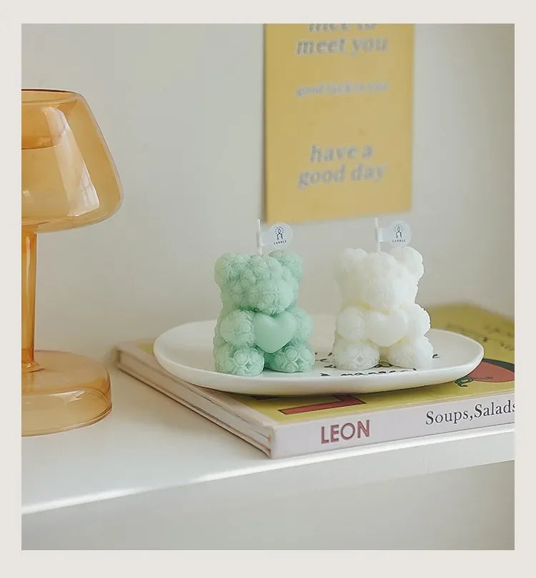 Candela Orso Romantica e Carina, Cera di Soia, Aromaterapia, Piccola, Profumata