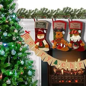 Christmas Stocking Classic Large Stockings Santa Snowman Reindeer.