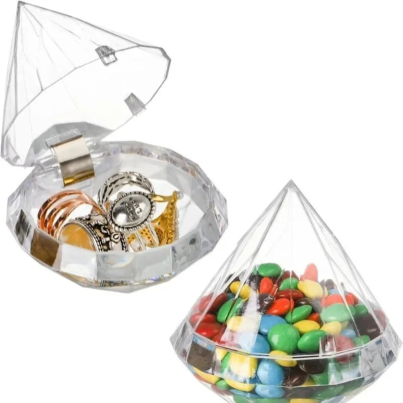 Diamond Shaped Candy Boxes Transparent Wedding Favors 12 Pcs Container.