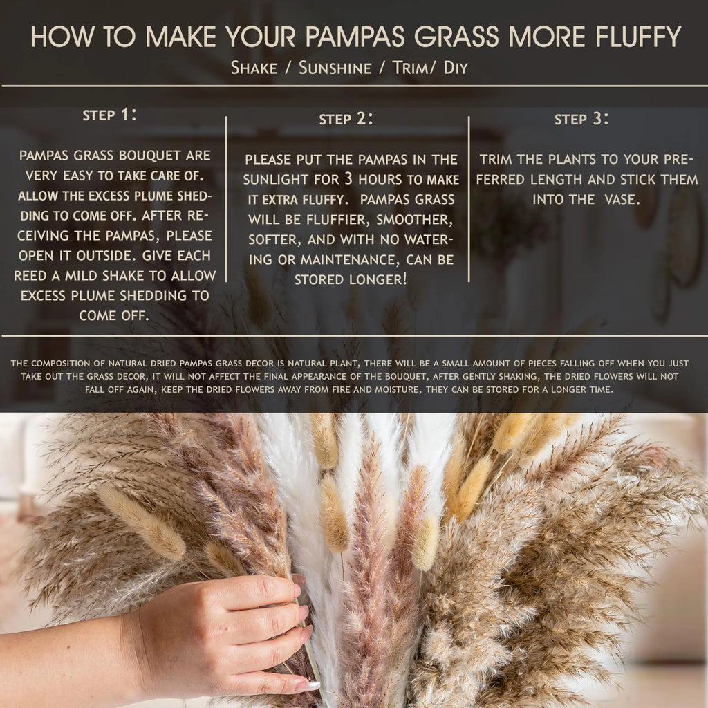 Fiori artificiali secchi di erba di coda di coniglio della Pampa soffice, 120 pezzi