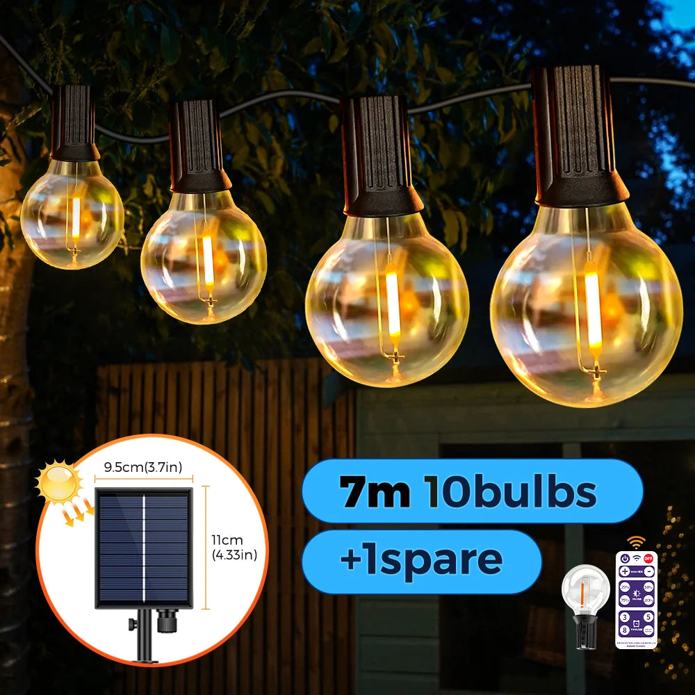 Luces navideñas para patio al aire libre, alimentadas por energía solar y USB, resistentes al agua.