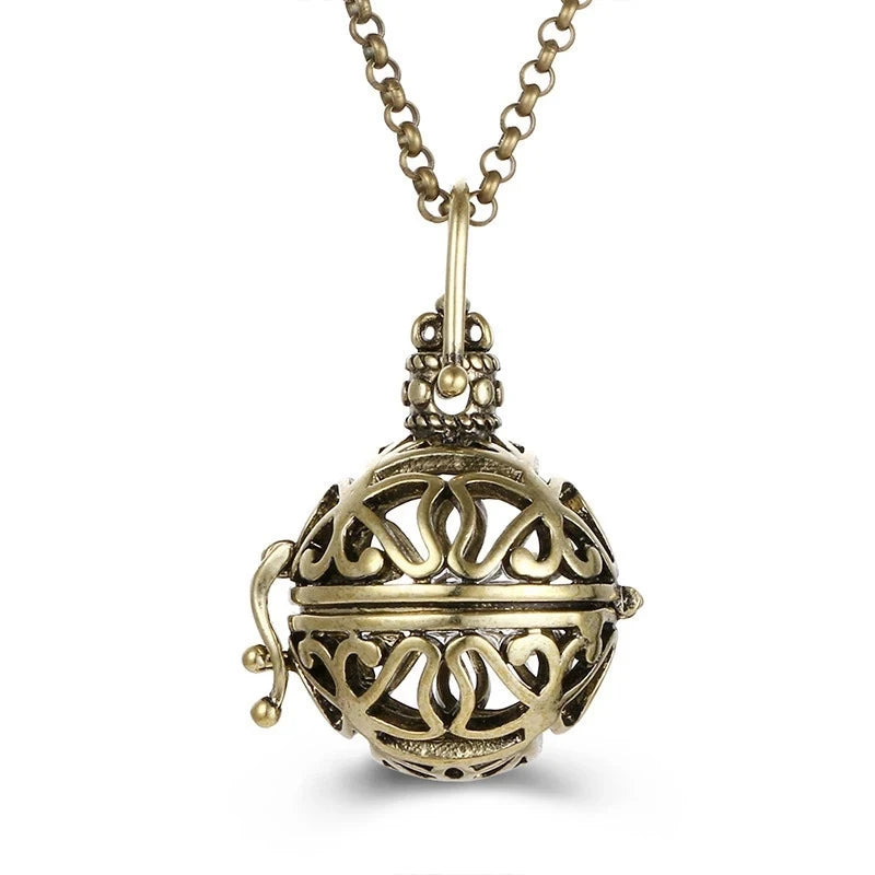 Collana con medaglione con campanellino musicale e chiamata a sfera degli angeli, collana vintage per la gravidanza.