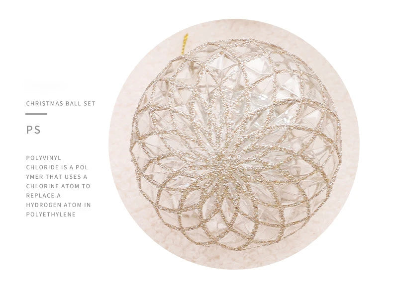 Juego de bolas navideñas para fiestas irrompibles transparentes de 8 cm.