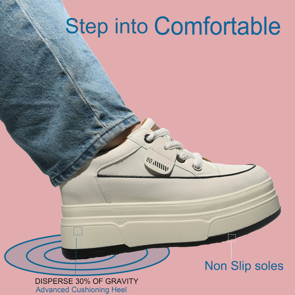 Fujin platform sneakers for women Genuine Leather